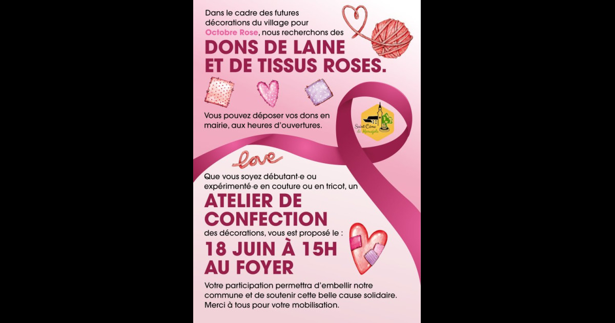 Saint-Côme-et-Maruéjols | Mairie de Saint-Côme-et-Maruejols > Atelier couture et tricot pour Octobre Rose