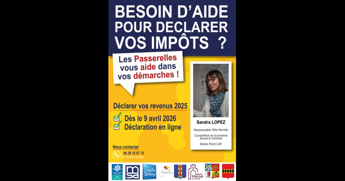 Saint-Marcel sur Aude | Mairie de Saint-Marcel sur Aude > AIDE AUX DÉMARCHES ADMINISTRATIVES DÉCLARATION D'IMPOTS.