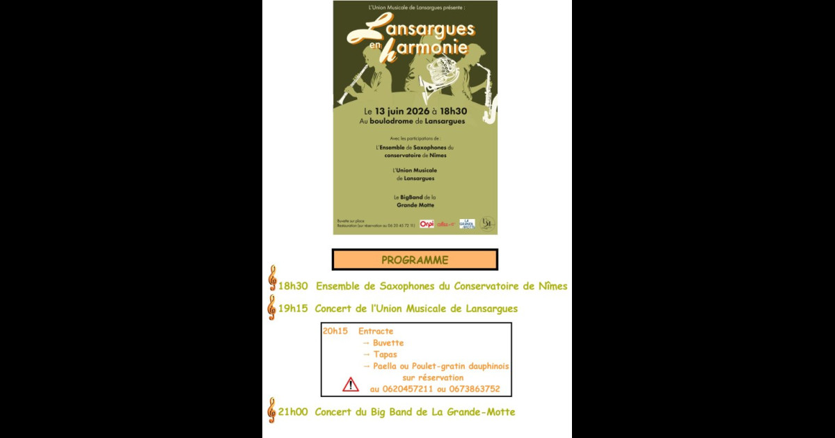 Mairie de Lansargues | UNION MUSICALE > LANSARGUES EN HARMONIE 2026