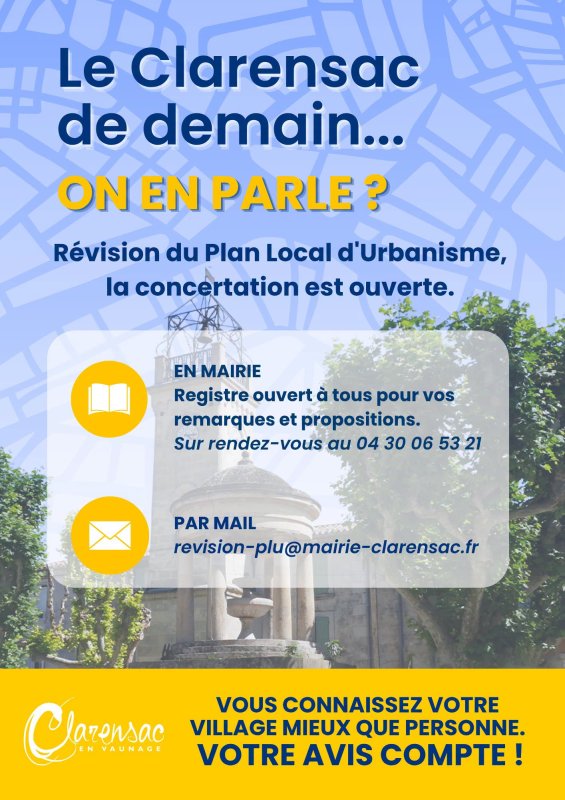 [INFOS URBANISME] - R&eacute;vision du Plan Local d&rsquo;Urbanisme (PLU) : la concertation est ouverte !