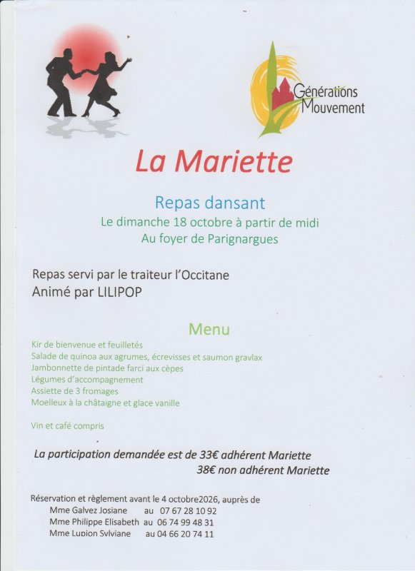 LA MARIETTE REPAS DANSANT