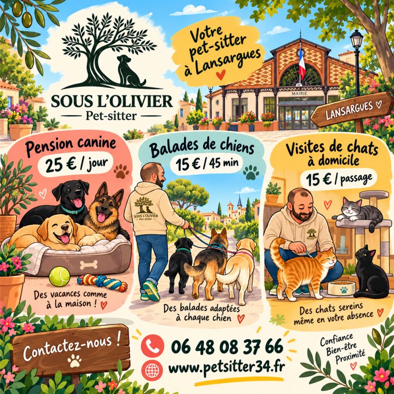 Sous l&rsquo;Olivier : des services pour vos animaux &agrave; Lansargues