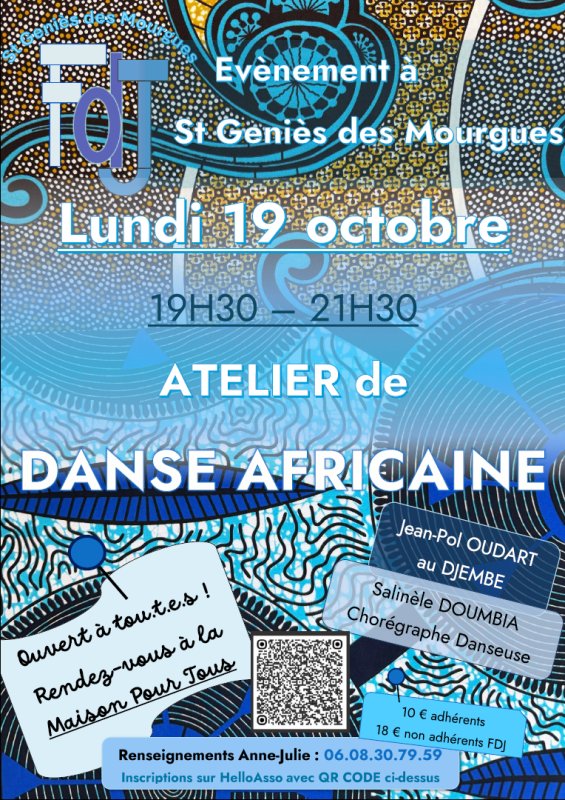 [FDJ] Atelier de Danse Africaine lundi 19 oct 2026 19h30-21h30