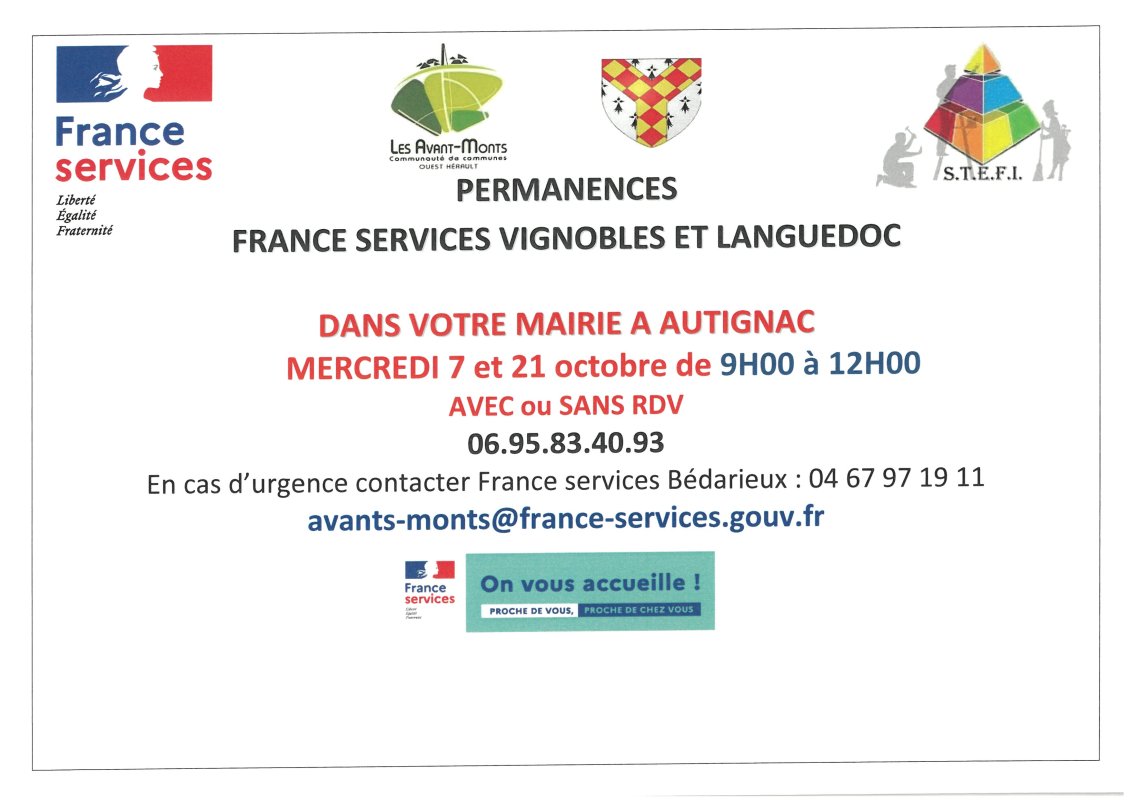 PERMANENCES FRANCE SERVICE : OCTOBRE 2026 RECTIFICATIF