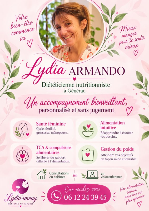 Lydia'rmony - Di&eacute;t&eacute;ticienne Nutritionniste sur G&eacute;n&eacute;rac