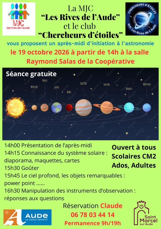 APR&Egrave;S-MIDI INITIATION ASTRONOMIE. LUNDI 19 OCTOBRE SALLE R. SALAS.