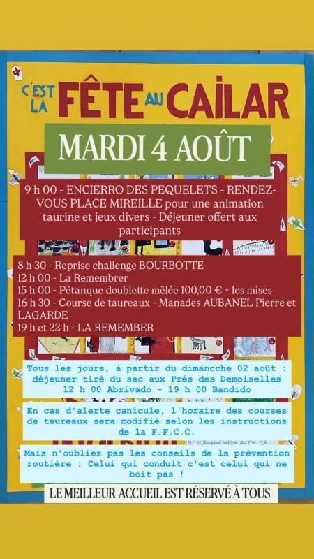 &Eacute;v&egrave;nement : F&Ecirc;TE LOCALE - MARDI 04 AO&Ucirc;T
