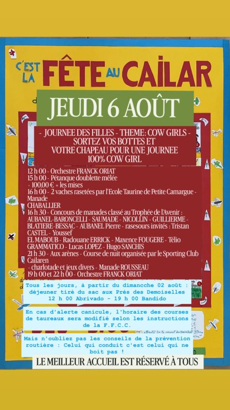 &Eacute;v&egrave;nement : F&Ecirc;TE LOCALE - JEUDI 06 AO&Ucirc;T &ndash; JOURN&Eacute;E DES FILLES &ndash; TH&Egrave;ME : COW GIRLS