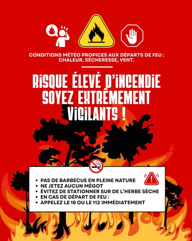 🚨 RISQUE TR&Egrave;S S&Eacute;V&Egrave;RE DE FEUX DE FOR&Ecirc;T &ndash; MARDI 7 JUILLET 🔥