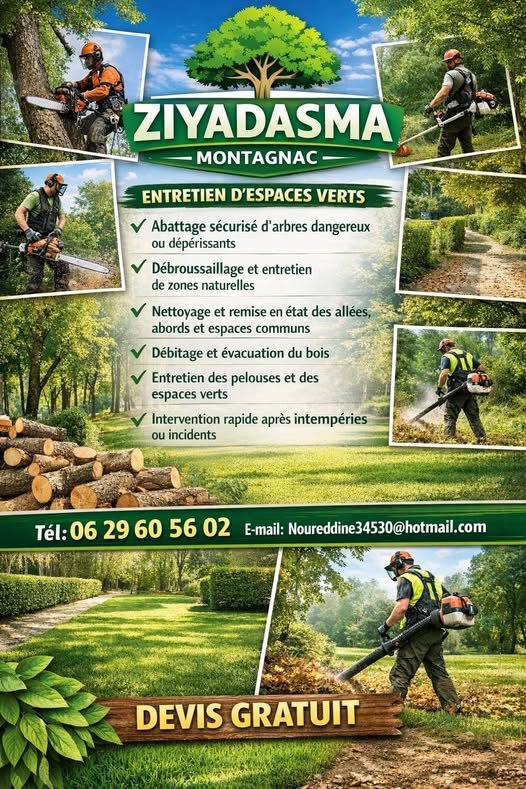 🌿 ZIYADASMA &ndash; Entretien d&rsquo;espaces verts et travaux agricoles &agrave; Montagnac