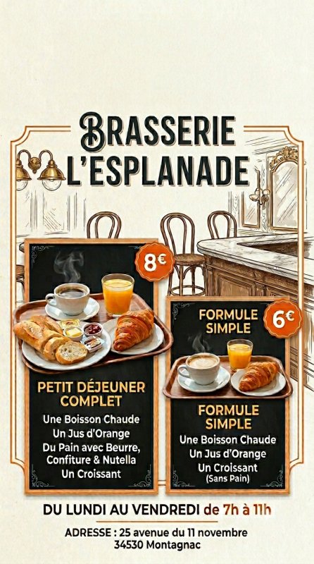 Petit d&eacute;jeuner brasserie l'esplanade
