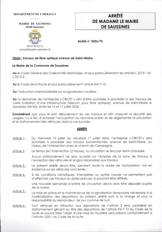 🚧 Information travaux &ndash; Avenue Saint-Hilaire 🚧