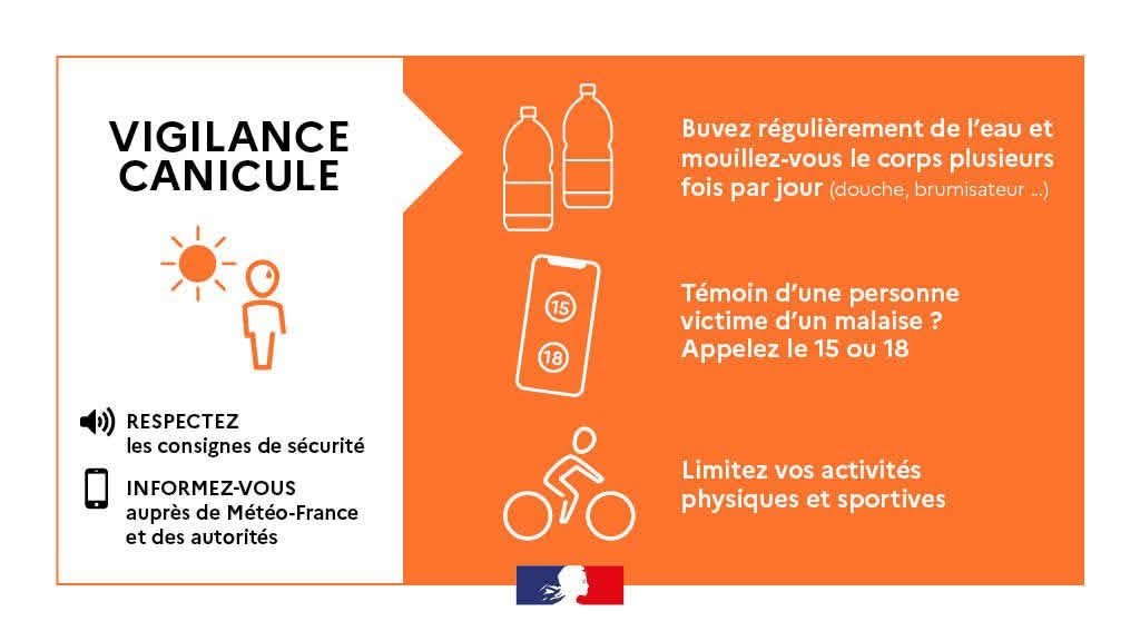 🟠☀️ALERTE ORANGE CANICULE demain, mardi 11 ao&ucirc;t, &agrave; partir de 12h