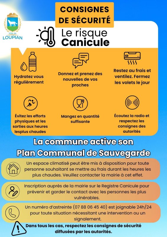 🌡️ Vigilance orange canicule : activation du Plan Communal de Sauvegarde
