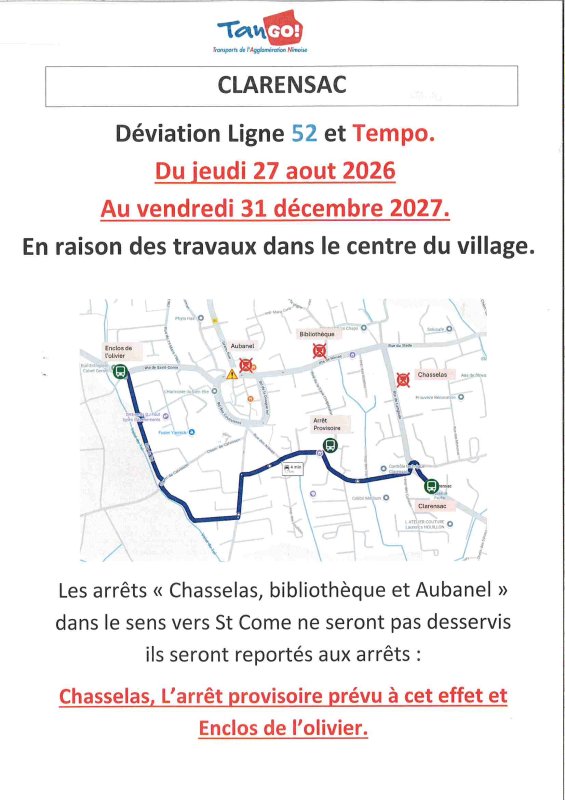 [INFORMATION TANGO]  - LIGNE 52 et TEMPO