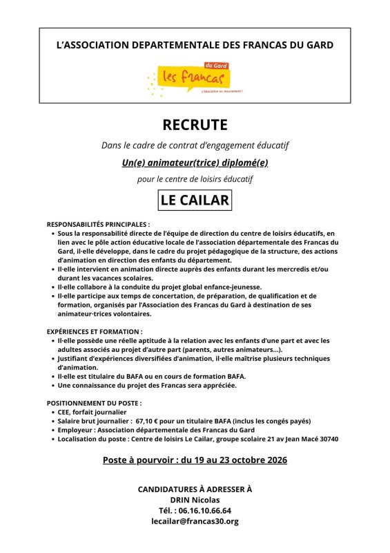 OFFRE EMPLOI - LES FRANCAS