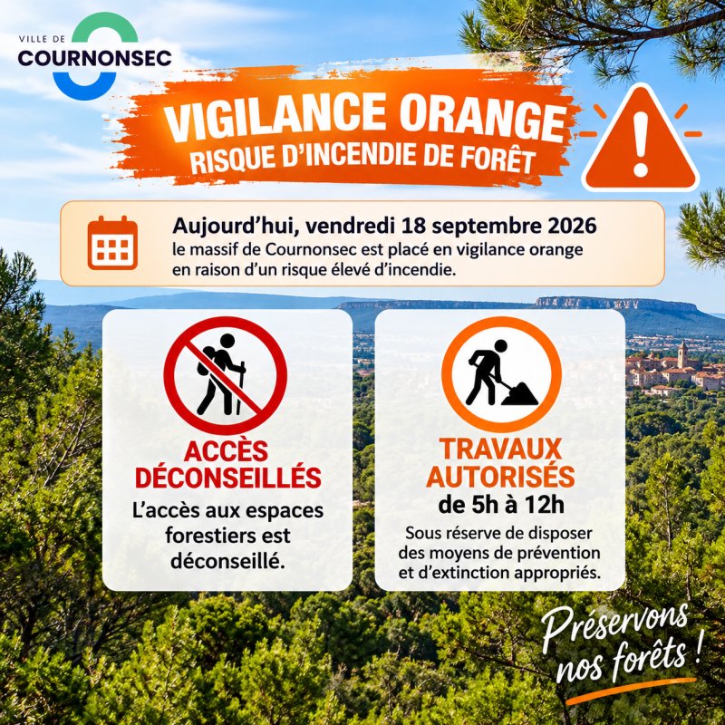 VIGILANCE ORANGE &ndash; RISQUE D&rsquo;INCENDIE