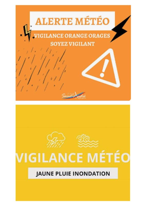 ALERTE : ORANGE pour les ORAGES et JAUNE pour les INONDATIONS