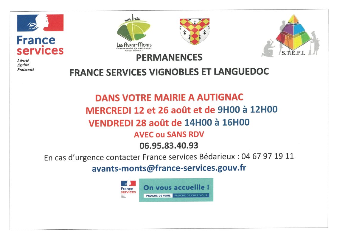 PERMANENCES FRANCE SERVICE : AO&Ucirc;T 2026
