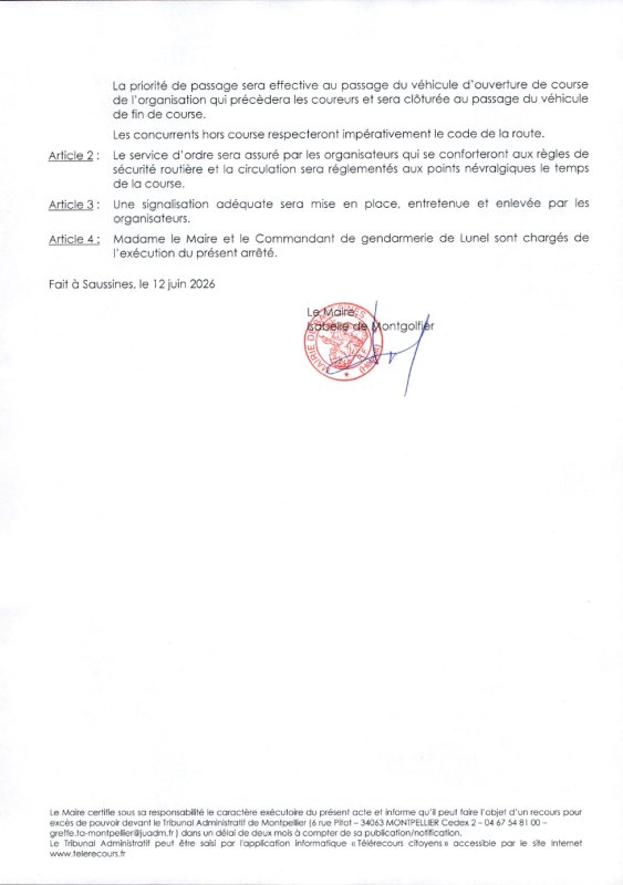 📢 Information circulation &ndash; Course des Capitelles 2026 🏃&zwj;♀️🏃&zwj;♂️