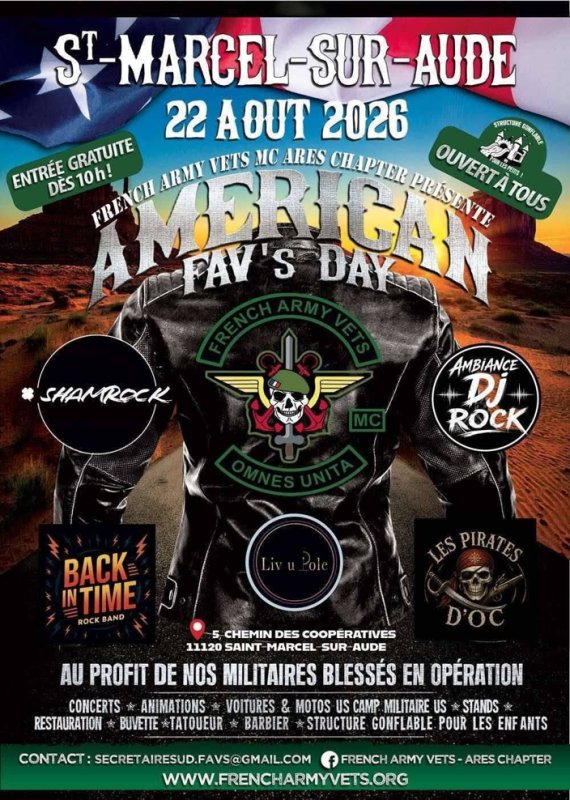 AMERICAN FAV'S DAY :  SAMEDI 22 AOUT ESPLANADE COOP&Eacute;.