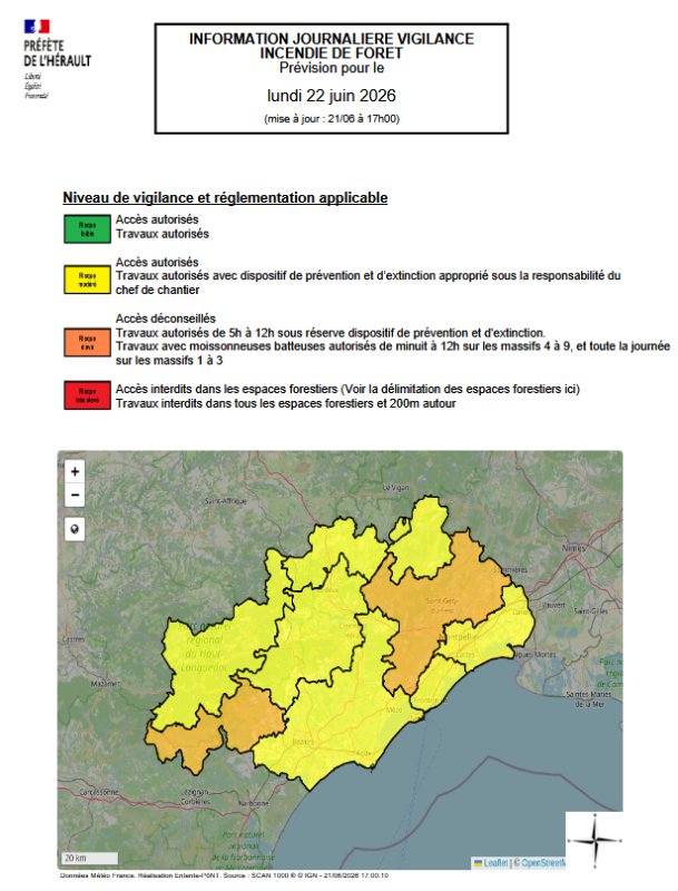 Vigilance Feu de For&ecirc;t &ndash; Niveau Orange