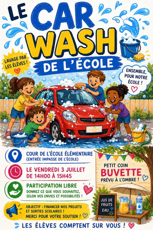 CAR WASH A L'ECOLE PRIMAIRE
