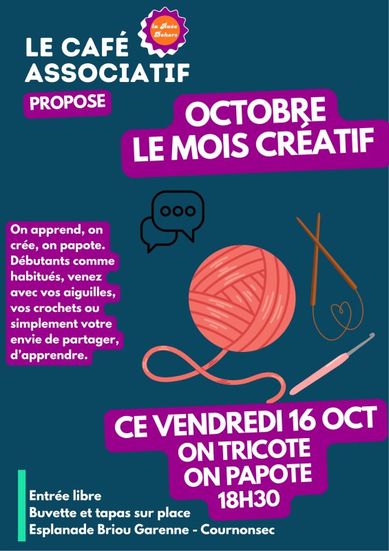 Vendredi, on tricote, on papote et on partage &agrave; La Ru&eacute;e Dehors !