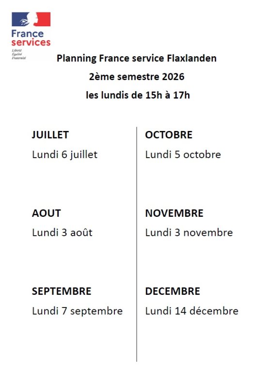 Permanence France Services 2&egrave;me semestre 2026