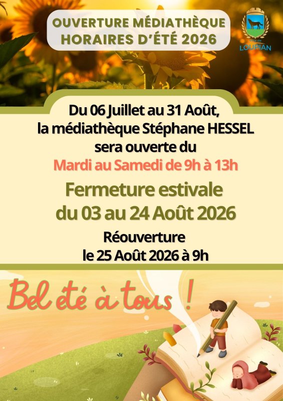 Pendant les vacances d'&eacute;t&eacute;, les horaires de la m&eacute;diath&egrave;que sont modifi&eacute;s.