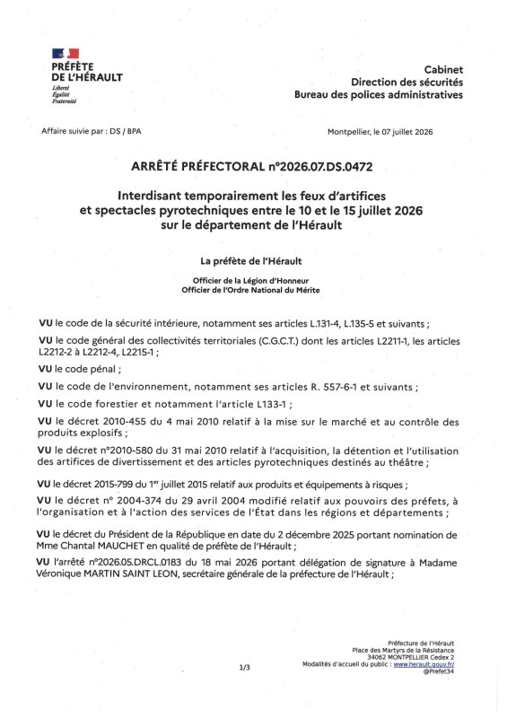 🚫 [S&Eacute;CURIT&Eacute;] Pas de feux d'artifice pour la F&ecirc;te nationale 🎆