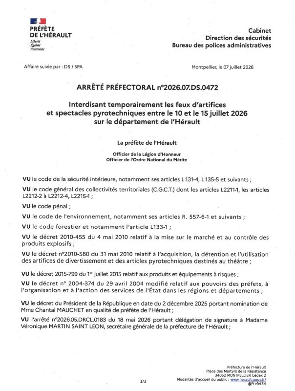 ANNULATION DE LA RETRAITE AUX FLAMBEAUX ET DU FEU D'ARTIFICE
