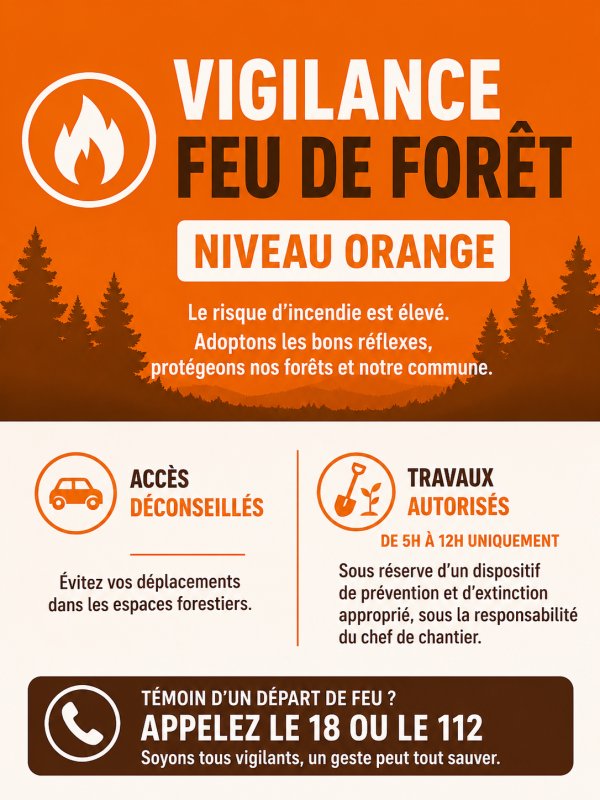 VIGILANCE FEU DE FOR&Ecirc;T - NIVEAU ORANGE