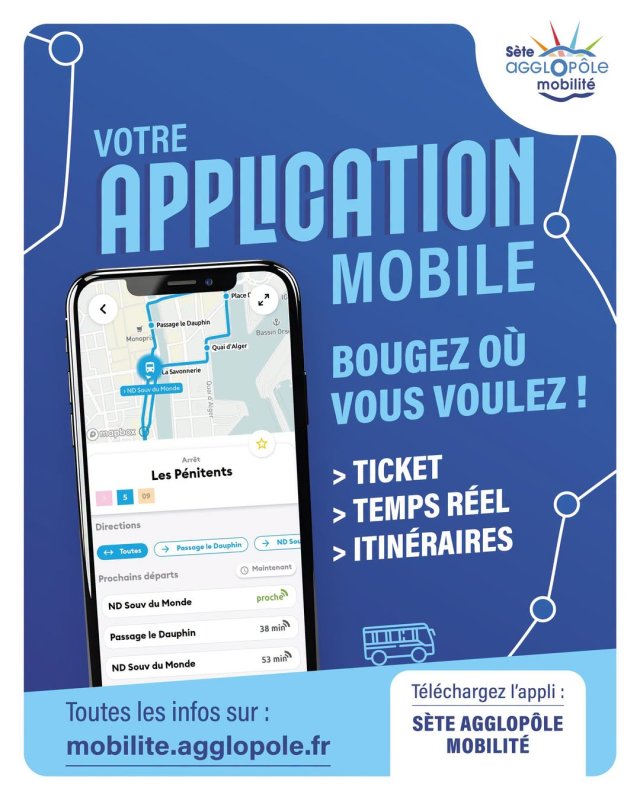 L'application mobile S&egrave;te Agglop&ocirc;le Mobilit&eacute;, le r&eacute;seau dans votre poche !