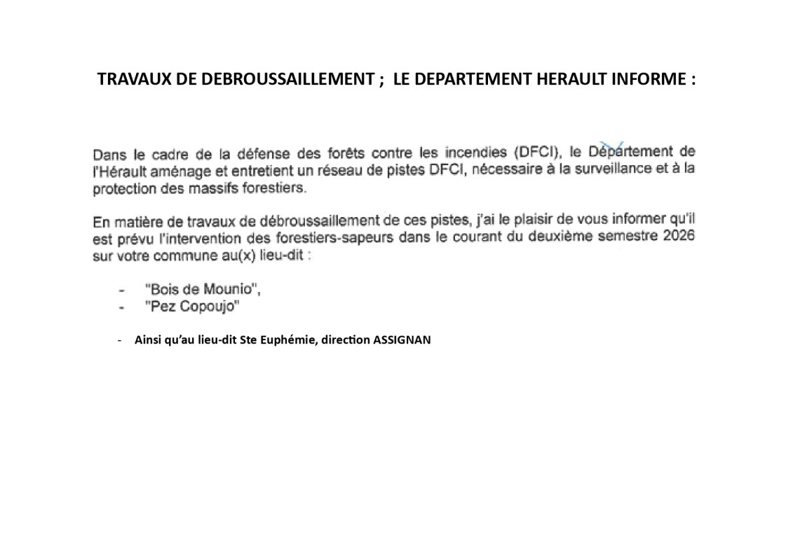 TRAVAUX DE DEBROUSSAILLEMENT DFCI - 2EME SEMESTRE 2026