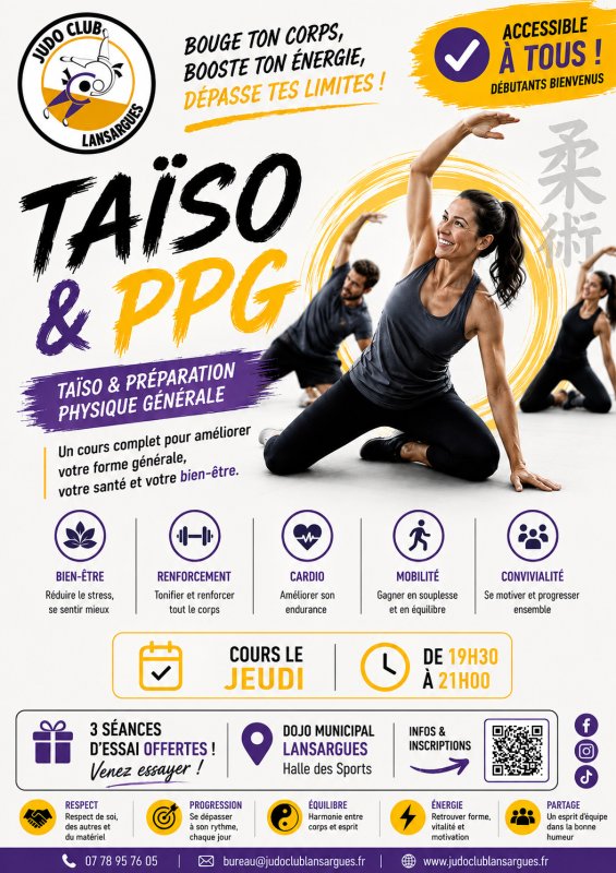 Le Ta&iuml;so &eacute;volue au Judo Club de Lansargues : place au Ta&iuml;so & Pr&eacute;paration Physique G&eacute;n&eacute;rale