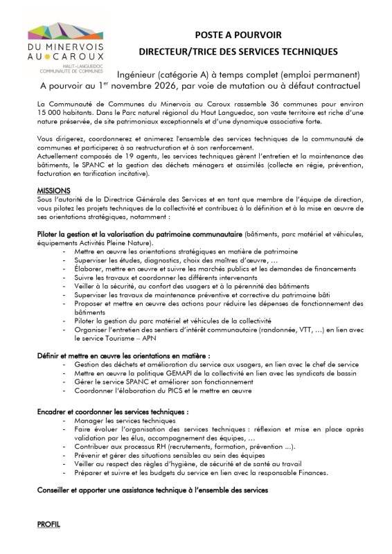 POSTE A POURVOIR CDCMC