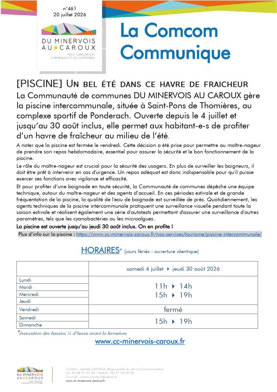PISCINE  INTERCOMMUNALE  ST PONS DE THOMIERES