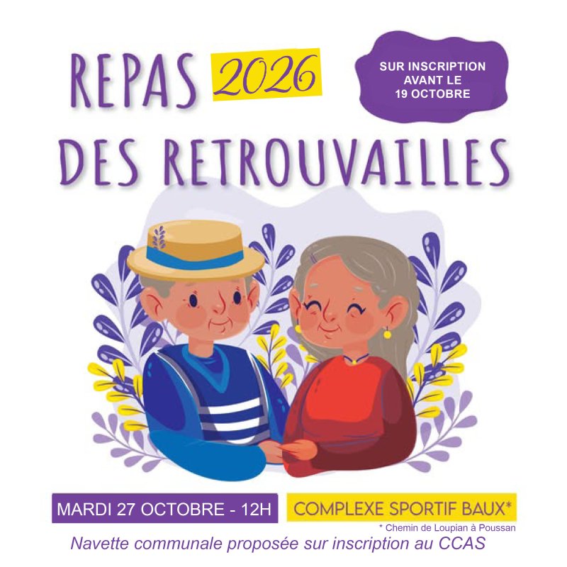 REPAS DES RETROUVAILLES 2026 🎉 : inscription jusqu'au 19 octobre