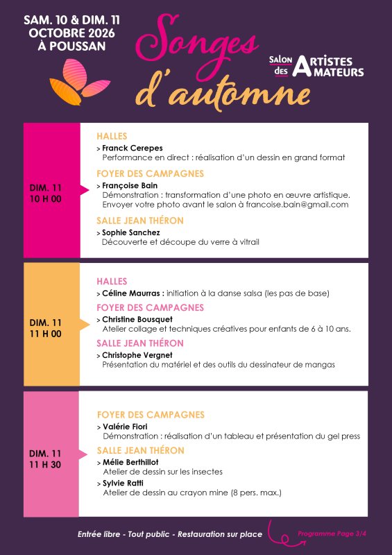 Salon Songes d'automne : ateliers, initiations, 33 artistes vous attendent ce dimanche matin !