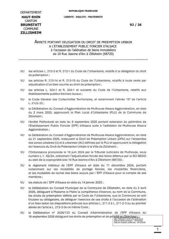 ARRETE DE DELEGATION DPU A EPF