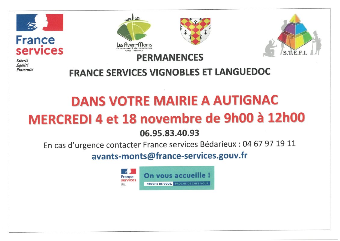 PERMANENCES FRANCE SERVICE : NOVEMBRE 2026