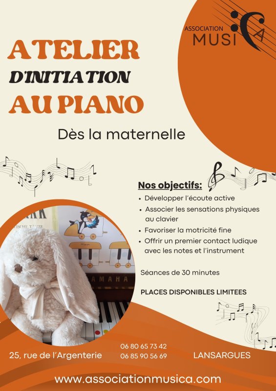 MUSICA LANSARGUES : SAISON 2026/2027 INITIATION AU PIANO DES LA MATERNELLE