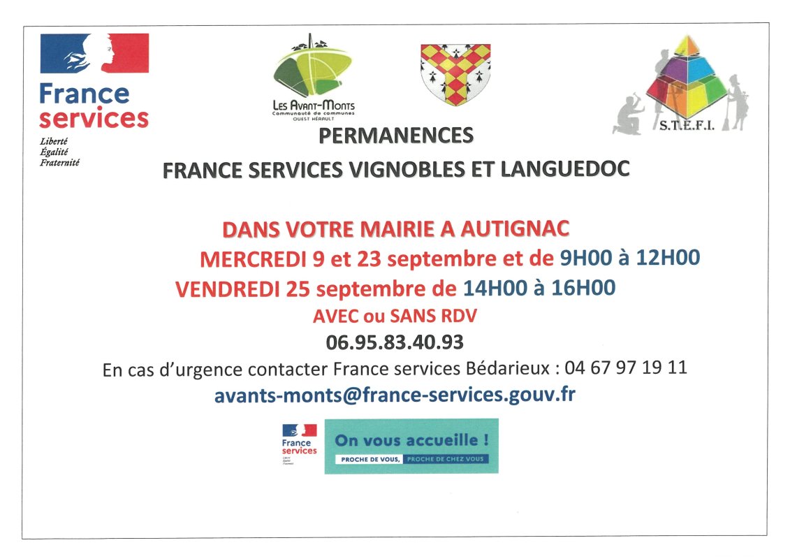 PERMANENCES FRANCE SERVICE : SEPTEMBRE 2026