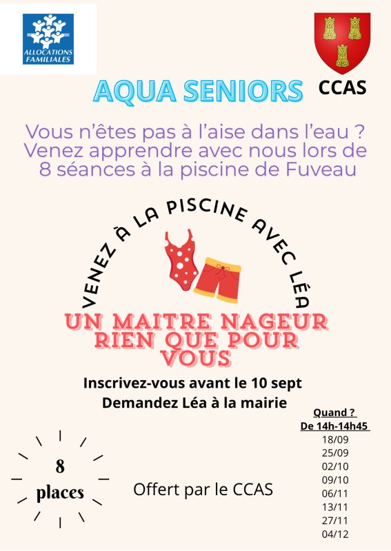 👩&zwj;🦳🧓S&eacute;ances Aqua Seniors🩱🩳