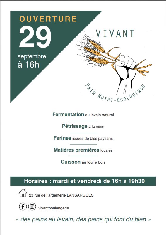 Ouverture de VIVANT, votre nouvelle boulangerie &agrave; Lansargues