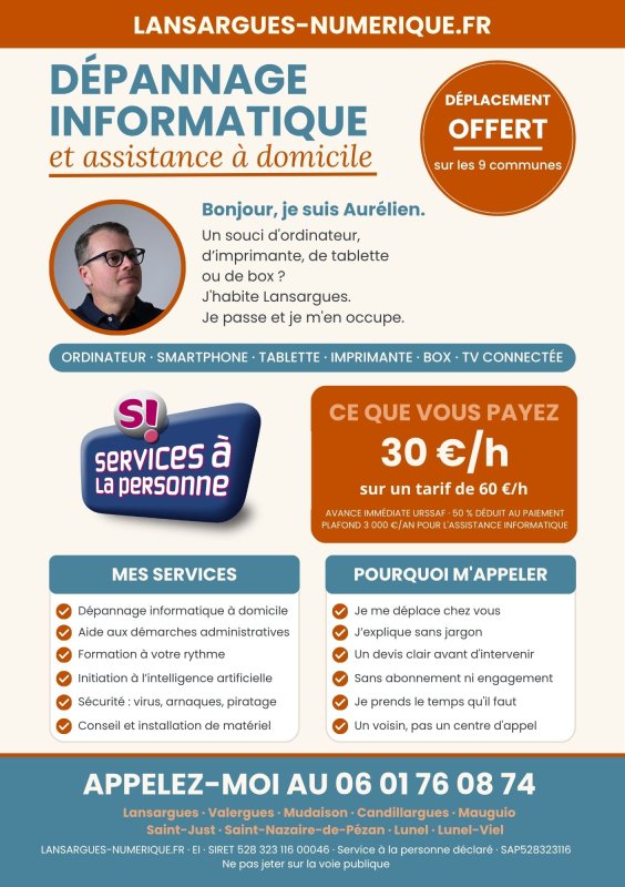 Ordinateur qui rame, mot de passe perdu, d&eacute;marche en ligne bloqu&eacute;e : je viens chez vous