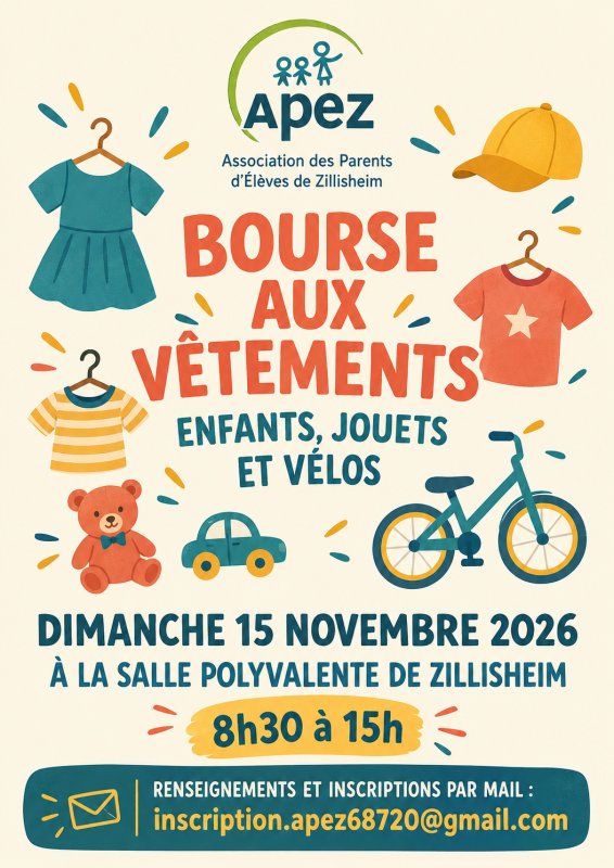 Bourse aux v&ecirc;tements enfants, jouets, pu&eacute;riculture et v&eacute;los