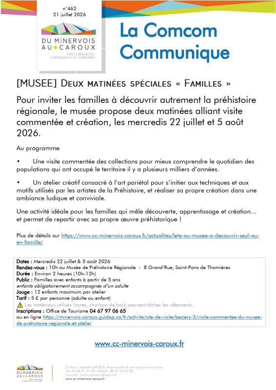 un matin&eacute;e &agrave; la pr&eacute;histoire : c'est demain au Mus&eacute;e