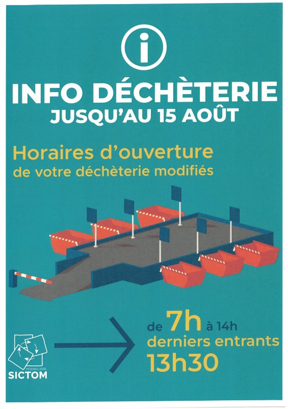 Horaires d&eacute;ch&egrave;teries